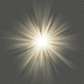 Warm glow star burst flare explosion transparent light effect. EPS 10 Royalty Free Stock Photo