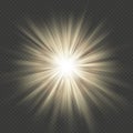 Warm glow star burst flare explosion transparent light effect. EPS 10 Royalty Free Stock Photo