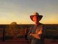 Portrait of Man at Sunrise, Australian Outback Royalty Free Stock Photo