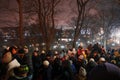 Latvia Independence Day Celebrations at Night with Crowded Park Scene