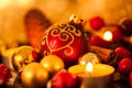 Warm gold and red Christmas candlelight background Royalty Free Stock Photo