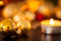 Warm gold and red Christmas candlelight background Royalty Free Stock Photo