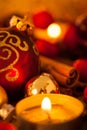 Warm gold and red Christmas candlelight background Royalty Free Stock Photo