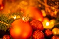 Warm gold and red Christmas candlelight background Royalty Free Stock Photo