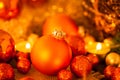 Warm gold and red Christmas candlelight background Royalty Free Stock Photo