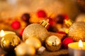 Warm gold and red Christmas candlelight background Royalty Free Stock Photo