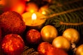 Warm gold and red Christmas candlelight background Royalty Free Stock Photo