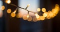 Warm Golden String Lights Create a Soft Bokeh Effect Royalty Free Stock Photo
