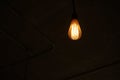 Warm hanging light bulb as home decoration Royalty Free Stock Photo