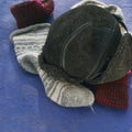 Warm hat and handmade wool socks Royalty Free Stock Photo