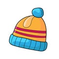 Warm hat icon. Autumn season elements and symbols, fall. Yellow clothing