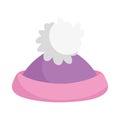 Warm hat with pom pon accessory icon