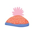 Warm hat with pom pon accessory icon