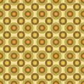 Warm Hues Colored 70s Retro Optical Geo Circles Vector Seamless Pattern