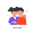 Warm hugs between little friends concept Royalty Free Stock Photo