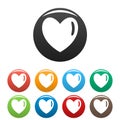 Warm human heart icons set color vector