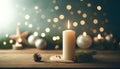 Cozy Christmas Candlelight Scene with Festive Decorations, AI Generated