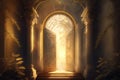 warm, inviting entrance to heaven, with golden light and music floating through the air