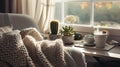 a warm and inviting home office bathed in soft, natural light Royalty Free Stock Photo