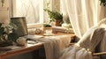 a warm and inviting home office bathed in soft, natural light Royalty Free Stock Photo
