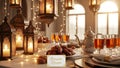Warm and inviting ramadan iftar table setting with traditional l Royalty Free Stock Photo