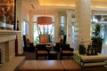 Warm and inviting sitting area in foyer, Hilton Garden Inn, LAX, 2015