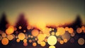 A warm sunset gradient with circular bokeh lights, evoking a sense of nostalgia and peace, Generative AI, illustration