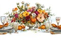 traditional thanksgiving dinner table setting Royalty Free Stock Photo