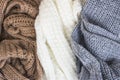 Warm knitted sweaters. autumn concept. Copy space. Women clothing Royalty Free Stock Photo