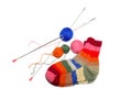 Warm knitted woolen socks knitting needles