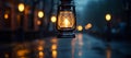 warm lantern on a rain street,vacation trip travel