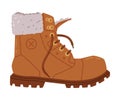 Warm Leather Brown Boot as Seasonal Shoe and Casual Footwear Vector Illustration