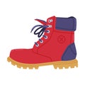 Warm Leather Red Boot as Seasonal Shoe and Casual Footwear Vector Illustration