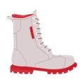 Warm Leather White Boot as Seasonal Shoe and Casual Footwear Vector Illustration