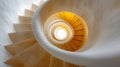 Warm light enhances the hypnotic spiral of an elegant stone staircase, invoking a sense of infinite descent. Royalty Free Stock Photo