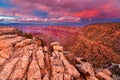 Warm light illuminates the Grand Canyon at sunset Royalty Free Stock Photo