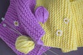 A warm lilac-yellow scarf.