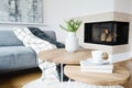 Warm living room with fireplace Royalty Free Stock Photo