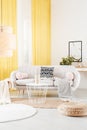 Warm interior with yellow drapes Royalty Free Stock Photo