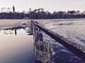 A warm look at a light house in snowy South Carolina - Hunting Island - USA Royalty Free Stock Photo