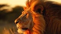 Lion portrait at sunset