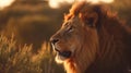 Lion portrait at sunset