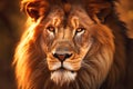 Majestic male lion portrait at sunset Royalty Free Stock Photo