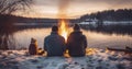 Warm Memories from a Family Bonfire beside a Frozen Lake