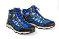 Warm men`s sports-style boots with a waterproof surface, with laces