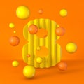 Warm minimal yellow sparkling font Number 8 EIGHT 3D