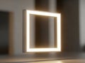 Warm Neon Square Frame in Modern Interior Space Royalty Free Stock Photo