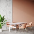 Peach fuzz interior design 2024 colors trend diningroom. Royalty Free Stock Photo