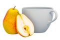 Warm pear drink with fresh pears, 3D rendering
