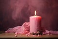 Warm Pink burning candle. Generate Ai